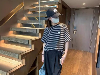 ader短袖T恤女2024春季新款女装条纹