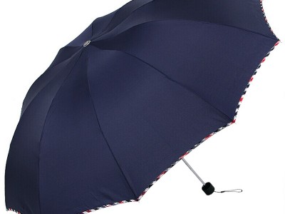 双人商务雨伞折叠黑胶三折太阳伞防