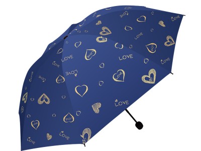 三折小清新烫金爱心女晴雨两用伞创