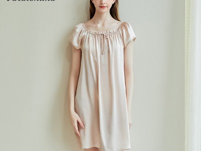真丝睡衣女夏季短袖纯色薄款杭州桑