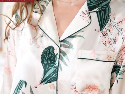 女式真丝睡衣高级感春夏长袖套装100
