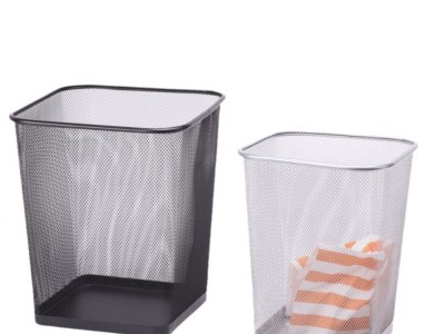 家用铁艺垃圾桶圆形金属网格垃圾篓