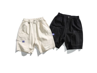 夏季日系多口袋工装辑明线五分裤男