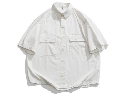 工装短袖衬衫男夏季日系复古vintage
