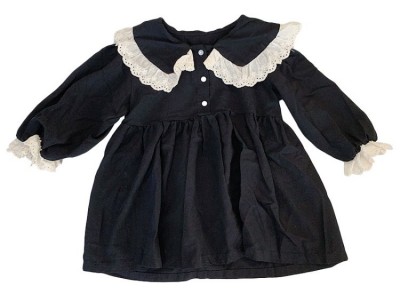 女童连衣裙韩版大翻领花边裙子小女