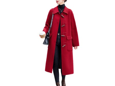 牛角扣双面羊绒大衣女2023年秋冬新