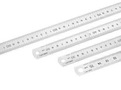 得力工具钢直尺15cm/30cm/50cm不锈