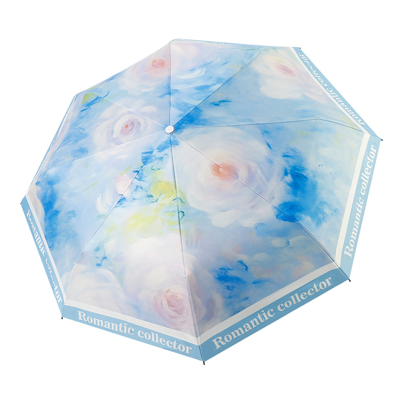 萧山南阳厂家雨伞大号自动黑胶防紫外线女遮阳伞八骨油画晴雨两用