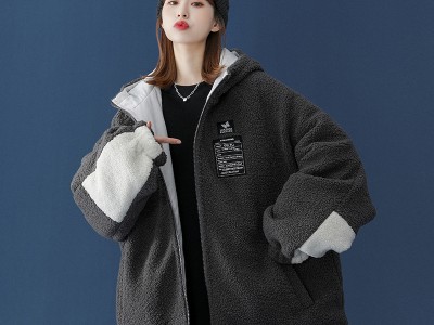 2022冬季新款羊羔绒棉服外套 港风加