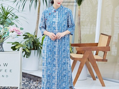S212前山良品棉麻数码印花中式蜡染
