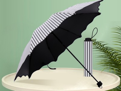 厂供条纹晴雨伞女折叠防晒晴雨两用