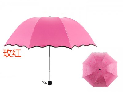 现货批发遇水现花黑胶防紫外线晴雨