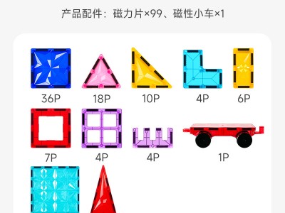 思创新钻面彩窗磁力片积木儿童益智