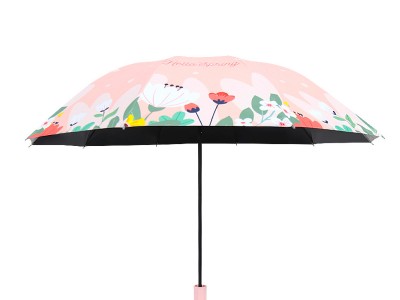 清新十骨加大雨伞折叠黑胶太阳伞遮