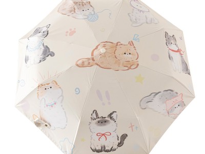 可爱猫咪全自动晴雨伞两用折叠太阳