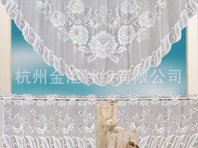 白色欧美经编蕾丝窗帘咖啡帘半帘套
