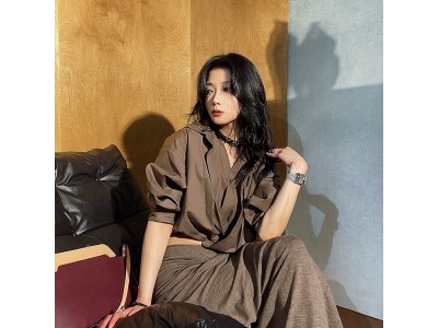 设计师女装 慵懒知性高腰双成立裁棉