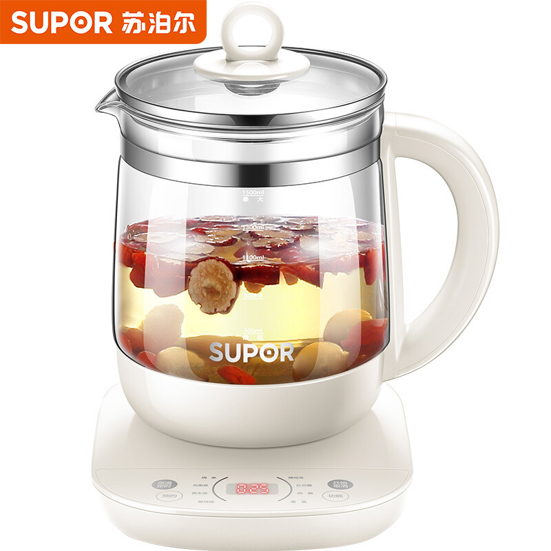 苏泊尔SW-15YJ33养生壶1.5L煮茶器玻璃电水壶电热水壶开水壶保温