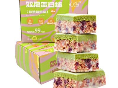 抹茶莓果味双层蛋白棒代餐饱腹能量