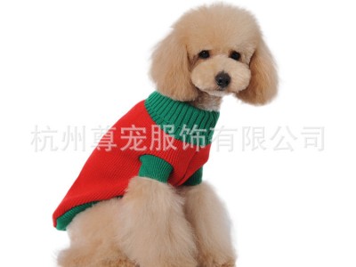 新款狗狗服  爆款红绿色圆领宠物衣