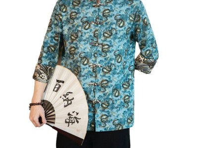 2024新春夏中国风七分中袖衬衣立领