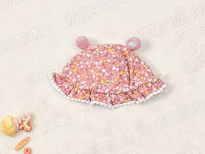 可爱遮阳宝宝秋冬新品碎花花边小盆