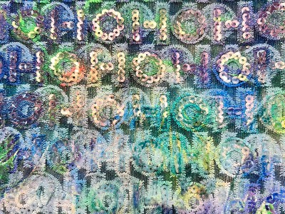 高级网布印花亮片字母花色2024春夏