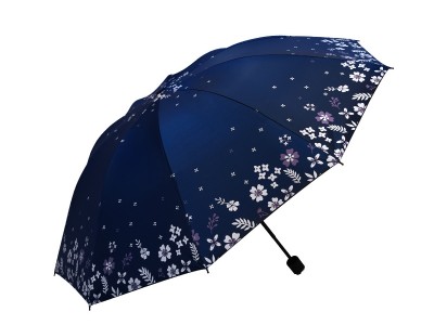 十骨三折防紫外线变色龙黑胶晴雨伞 