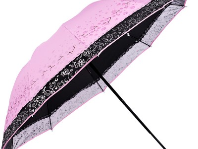 绣花晴雨伞十骨加大双人遮阳伞黑胶
