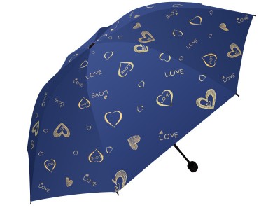 韩版烫金爱心黑胶晴雨两用伞 创意简