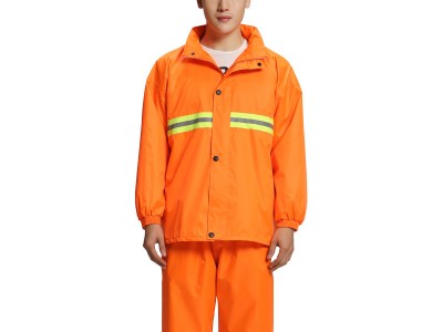 环卫工人分体式雨衣成人反光橘红色