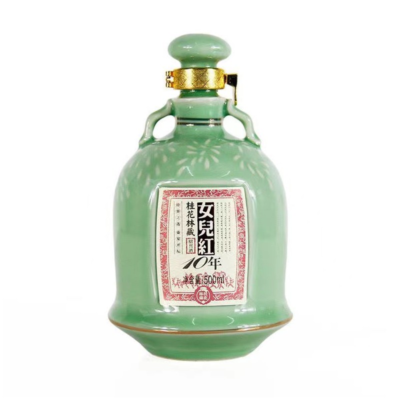 绍兴黄酒女儿红桂花林藏十年陈500ml*6瓶装整箱 青花礼盒