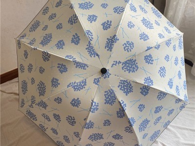 一件代发枝叶雨伞折叠全自动三折黑