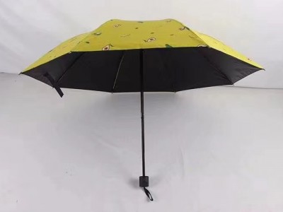 三折水果晴雨伞黑胶防晒防紫外线伞