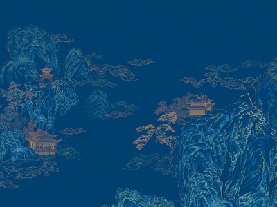 新中式客厅沙发背景墙高端壁画立体