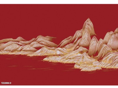 新中式立体鎏金描金工艺山川卧室床