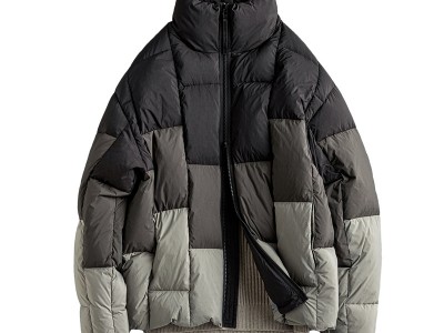 2023冬季新款男士拼色辑格羽绒服白