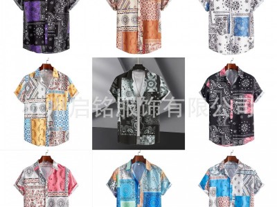 2024跨境外贸新款佩斯利数码印花短