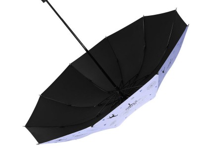 十骨双人加固手动黑胶雨伞防晒防紫