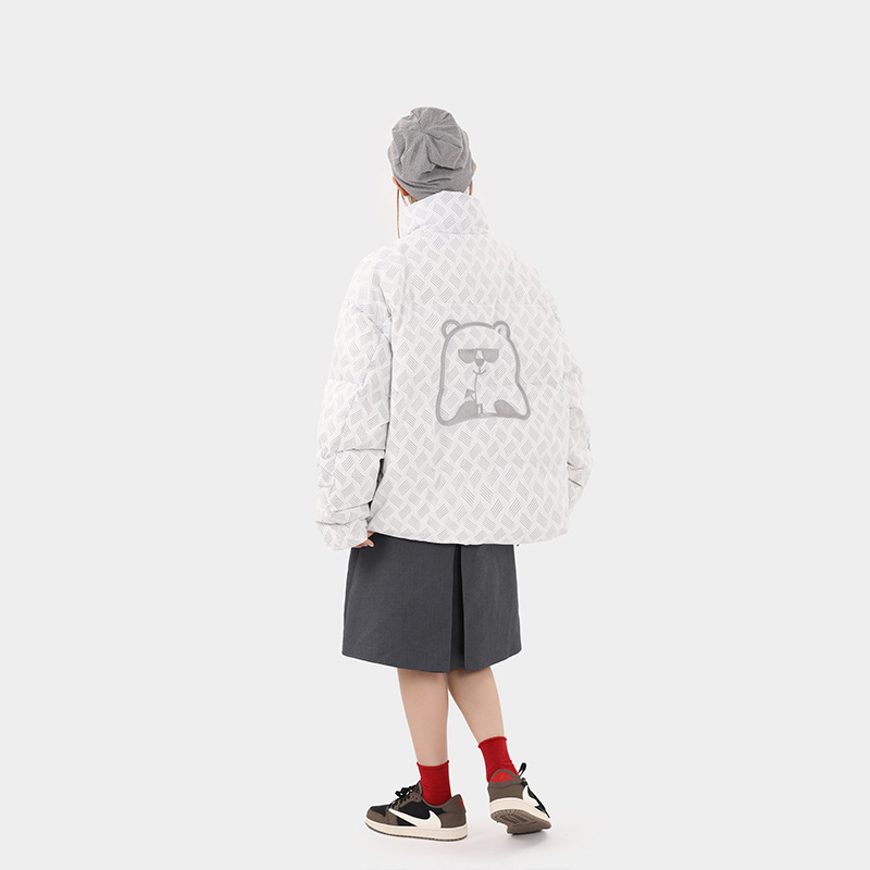 冬季新款羽绒服男潮牌小熊宽松立领保暖羽绒外套男B100
