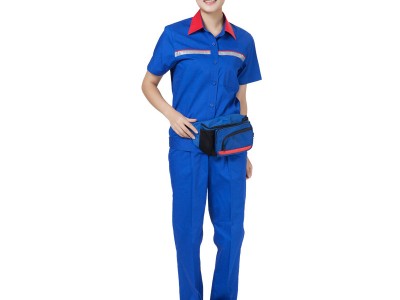 夏季防静电工作服套装男女短袖蓝色