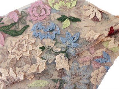 跨境金线彩色3D立体刺绣大定位花软