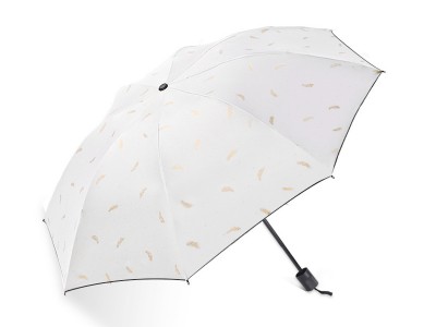 黑胶三折烫金羽毛伞雨伞厂家折叠遮