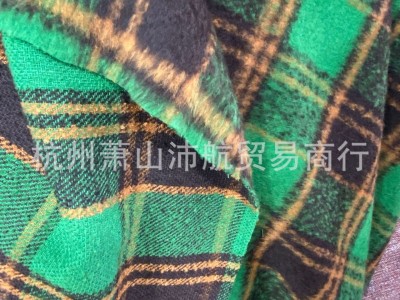 2022爆款粗纺外套格子面料绿格子秋