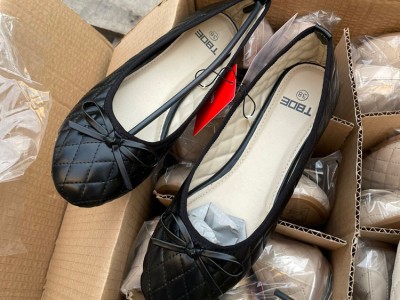 现货批发 俄罗斯单格子蝴蝶结平底鞋