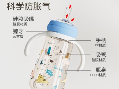 一瓶三用宽口径PPSU奶瓶防摔防胀气