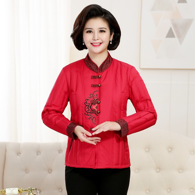 中羽女式羽绒服内胆中老年妈妈长袖保暖冬上衣奶奶鸭绒棉服内衣
