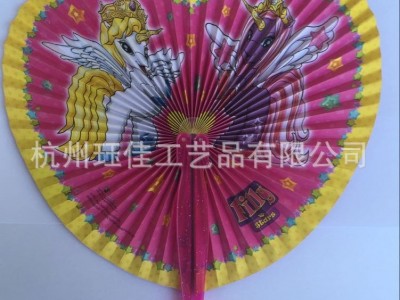 跨境爆款彩色素色圆形纸扇圆形心形