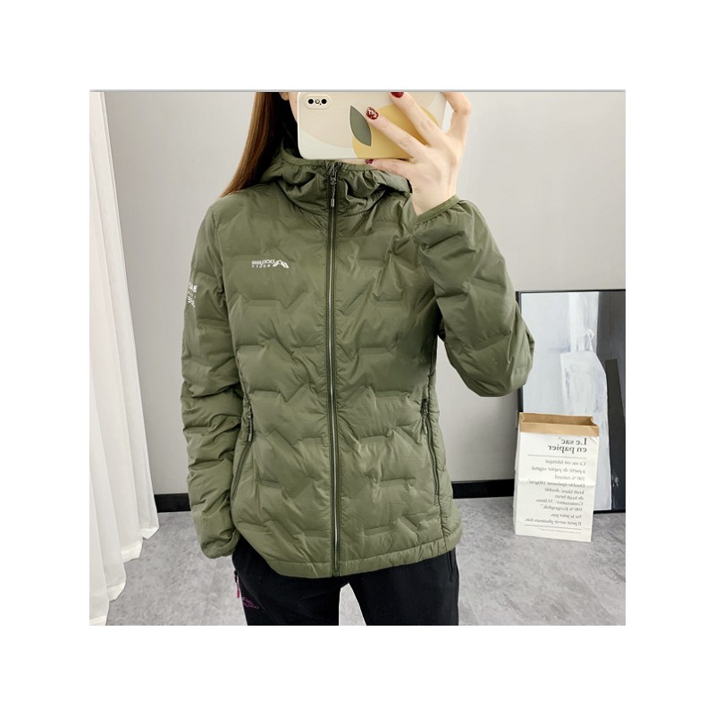 白鸭绒羽绒服女秋冬防钻绒连帽加厚保暖外套户外登山滑雪修身棉服