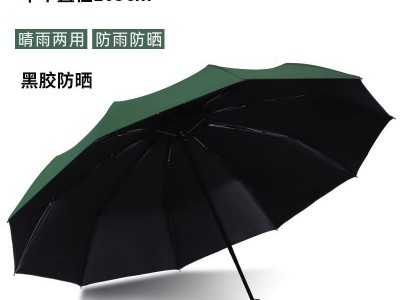 德国全自动加大十骨伞晴雨两用黑胶